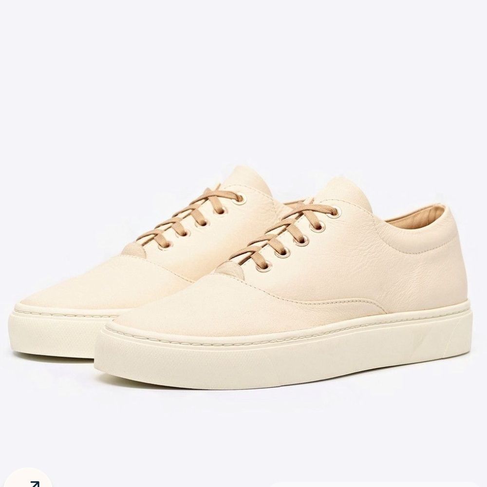 Nisolo Elayna Handmade Leather Sneakers Ivory NWOB US 7